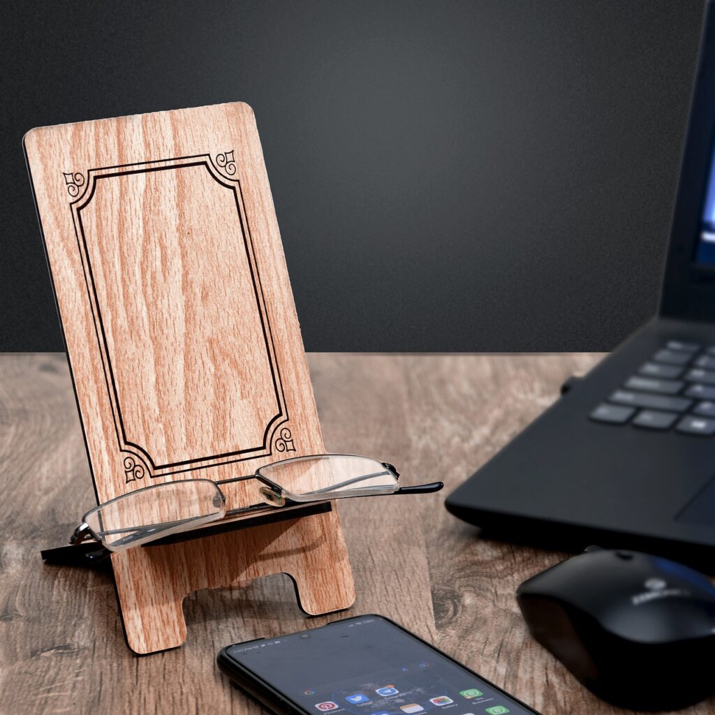Feelino Flip Tisch Smartphone-Halter GRÜN-WEISS mit Klebeplatte+Klappständer 