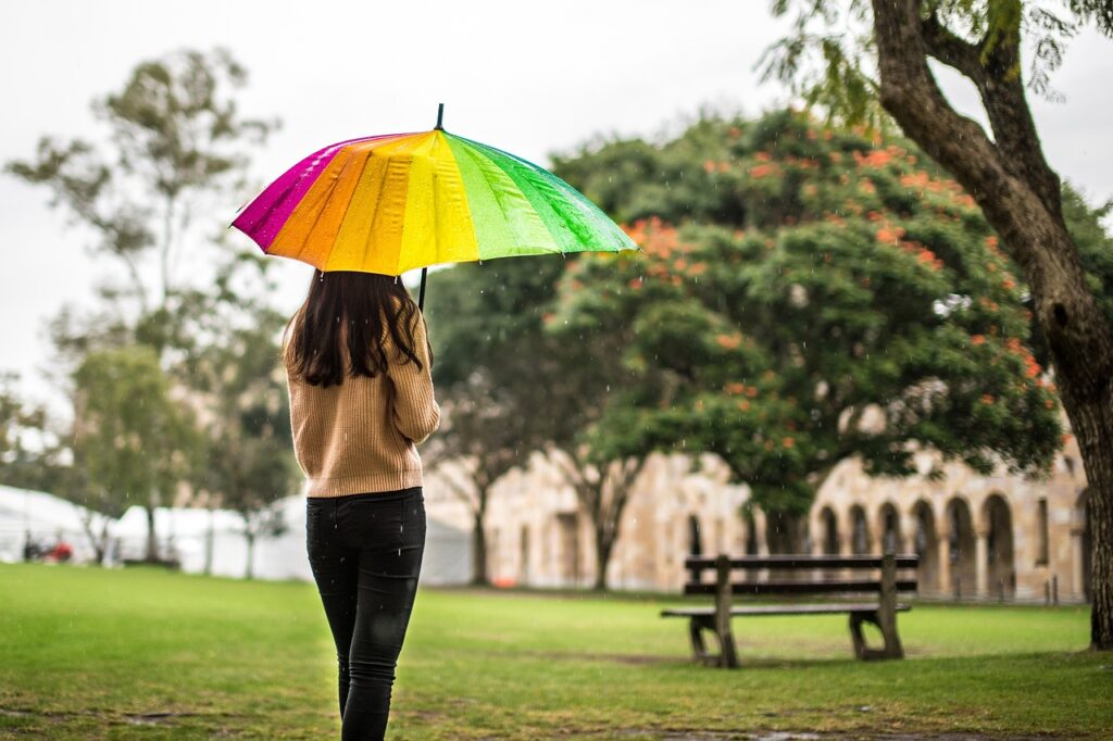 rain, umbrella, girl