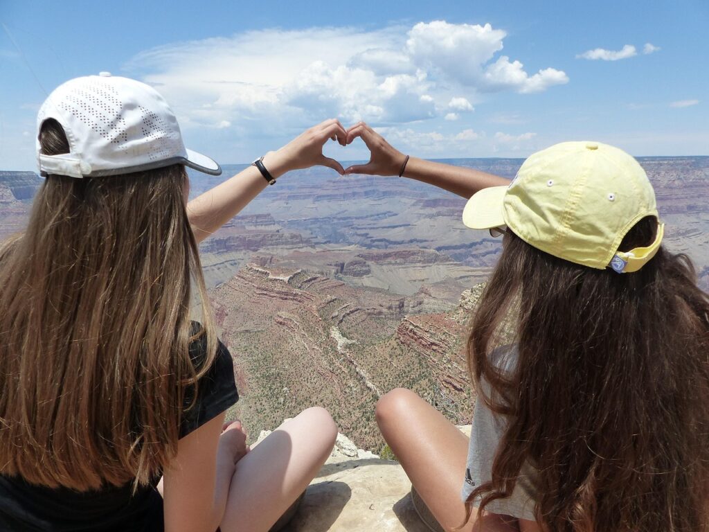 usa, america, grand canyon, travel, landscape, heart, girl, student exchange program, canyon, nature, outlook, rock, panorama, mountains, national park