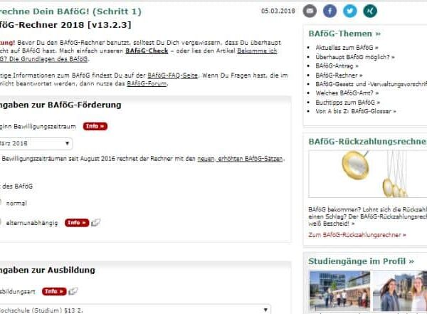 BAföG Rechner von Studis-Online.de